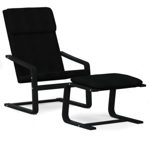 Sillón de relax con taburete tela negro H