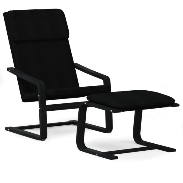 Sillón de relax con taburete tela negro M 2