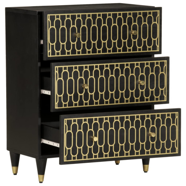 Armario auxiliar madera maciza de mango 60x33x75 cm M 2