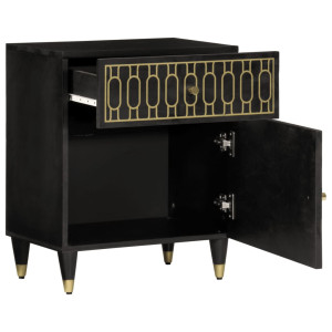 Mesita de noche madera maciza de mango 50x33x60 cm H