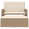 Banco de jardín con cojines y reposapiés ratán sintético beige 5