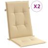 Cojines silla respaldo alto 2 uds tela beige melange 120x50x4cm 2