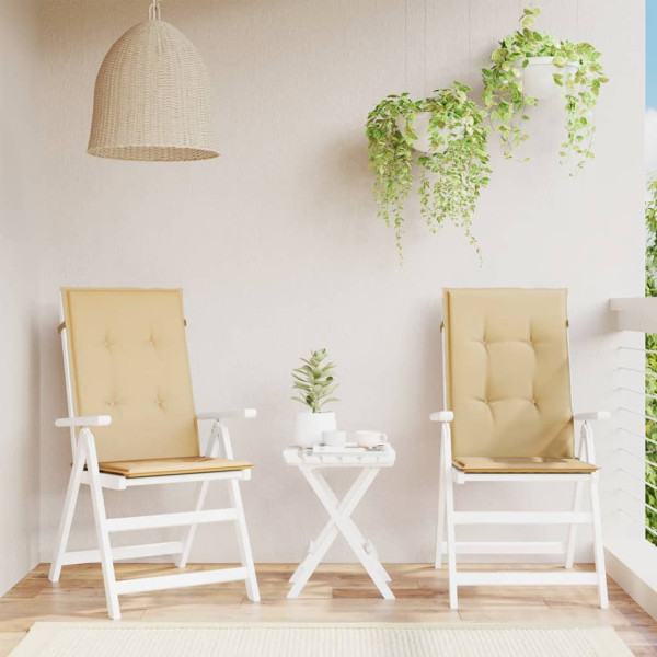 Cojines silla respaldo alto 2 uds tela beige melange 120x50x4cm M 3