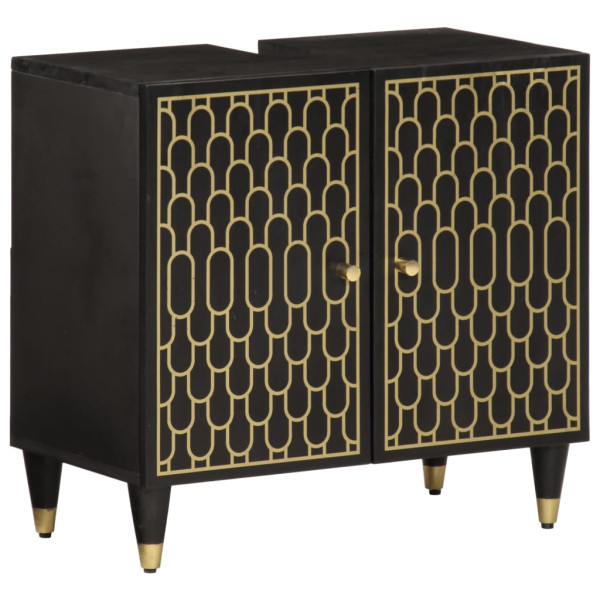 Armario de lavabo para baño madera maciza de mango 62x33x58 cm D