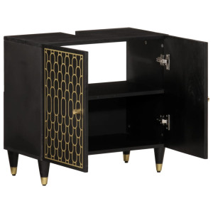 Armario de lavabo para baño madera maciza de mango 62x33x58 cm H