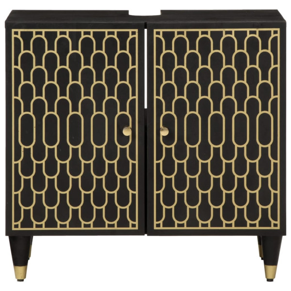 Armario de lavabo para baño madera maciza de mango 62x33x58 cm M 3