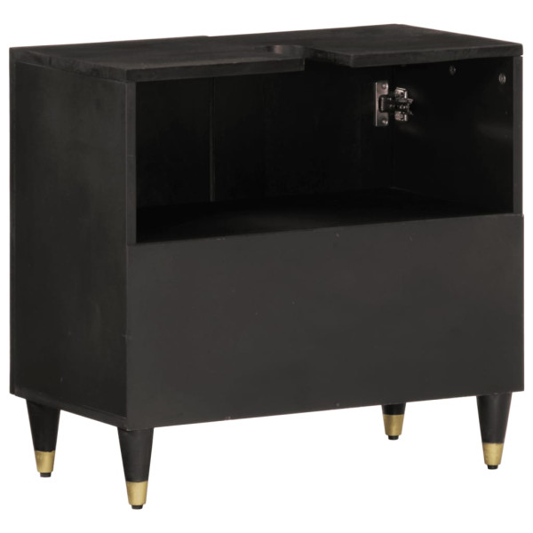 Armario de lavabo para baño madera maciza de mango 62x33x58 cm M 5