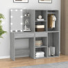 Tocador con LED y armario madera contrachapada gris Sonoma 3