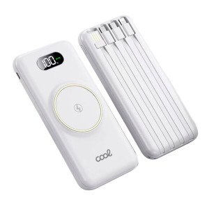 Batería Externa Universal Power Bank 10.000 mAh + Qi Carga Inalámbrica (4 conexiones) Blanco H