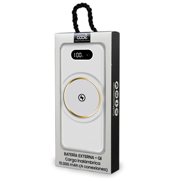 Batería Externa Universal Power Bank 10.000 mAh + Qi Carga Inalámbrica (4 conexiones) Blanco M 4