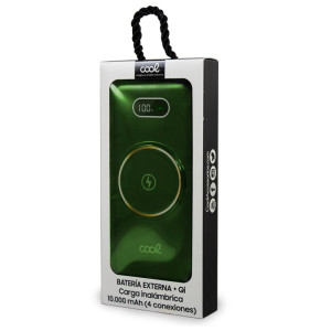 Batería Externa Universal Power Bank 10.000 mAh + Qi Carga Inalámbrica (4 conexiones) Verde H