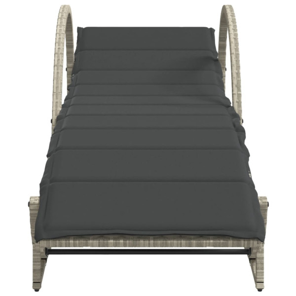 Espreguiçadeiras com almofadões 2 pcs vime PE cinzento-claro M 4