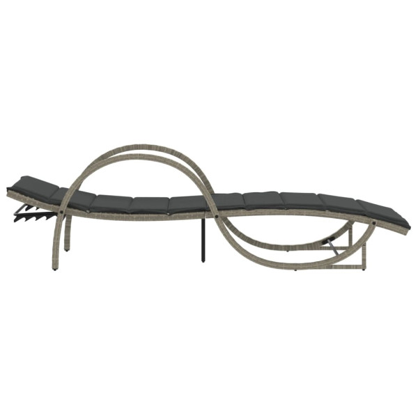 Espreguiçadeiras com almofadões 2 pcs vime PE cinzento-claro M 5