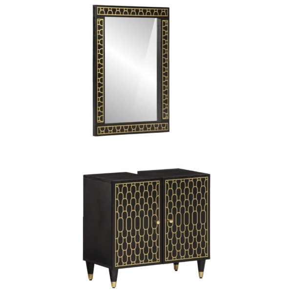 Conjunto de muebles de baño 2 piezas madera maciza de mango D