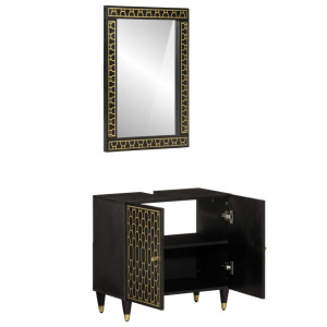 Conjunto de muebles de baño 2 piezas madera maciza de mango H