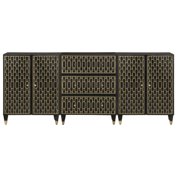 Aparador 3 piezas madera maciza de mango 60x33x75 cm M 3