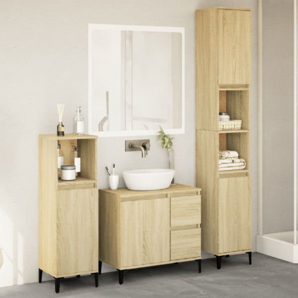 Set de muebles de baño 3 pzas madera contrachapada roble Sonoma D
