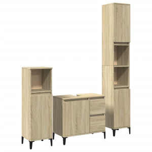 Set de muebles de baño 3 pzas madera contrachapada roble Sonoma H