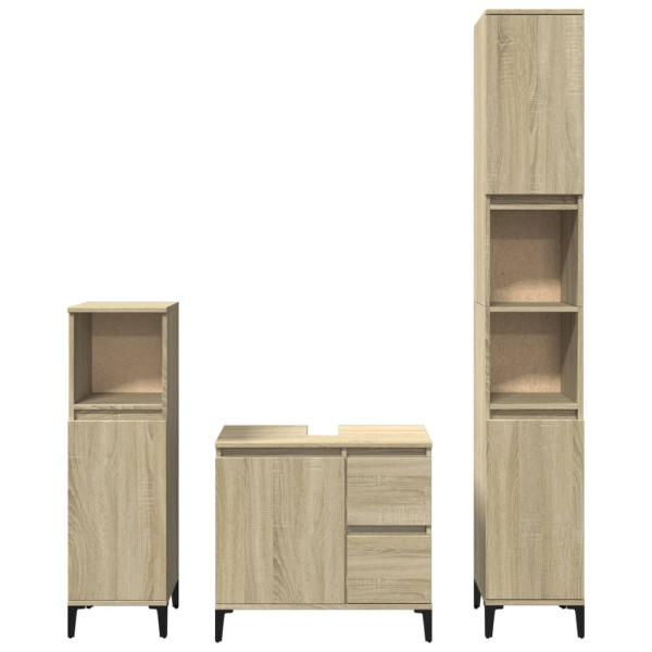 Set de muebles de baño 3 pzas madera contrachapada roble Sonoma M 4