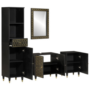 Conjunto de móveis de banheiro de 4 peças em madeira de mangueira maciça H