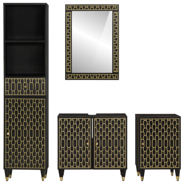 Conjunto de muebles de baño 4 piezas madera maciza de mango M 3