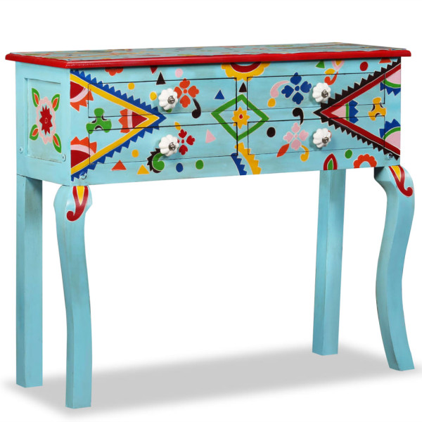 Mesa consola de madera maciza de mango azul pintada a mano D
