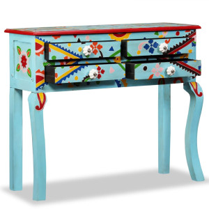 Mesa consola de madera maciza de mango azul pintada a mano H