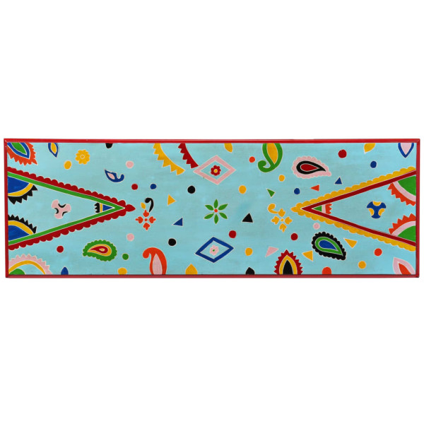 Mesa de madeira maciça de manga azul pintada à mão M 4