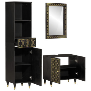 Conjunto de muebles de baño 3 piezas madera maciza de mango H