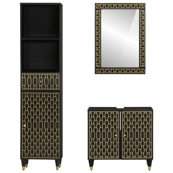 Conjunto de muebles de baño 3 piezas madera maciza de mango M 3