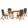 Juego comedor de jardín 5 pzas madera maciza acacia y textileno 2