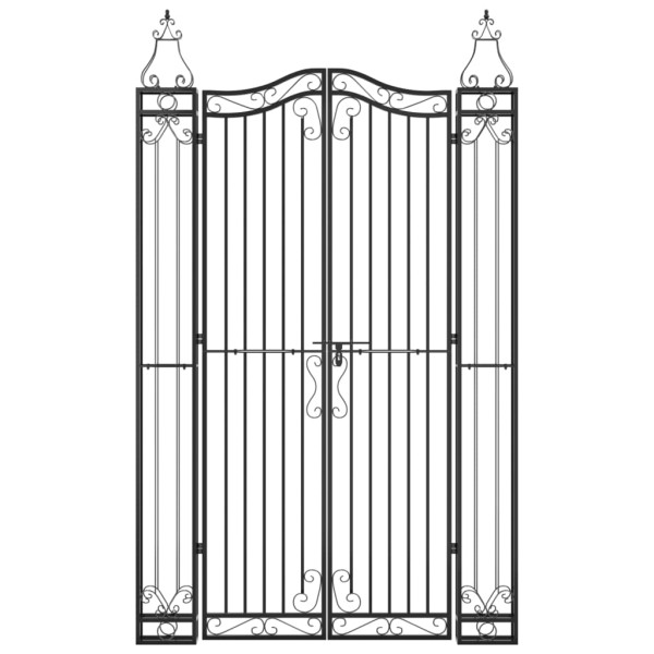 Puerta de jardín de hierro forjado negro 121x8x200 cm M 3