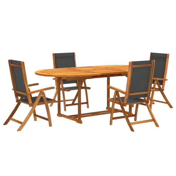 Juego comedor de jardín 5 pzas madera maciza acacia y textileno M 2