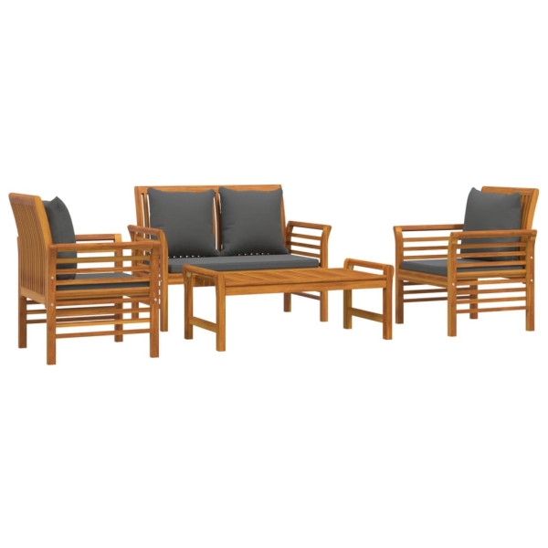 Set de muebles de jardín 4 pzs y cojines madera maciza acacia M 3