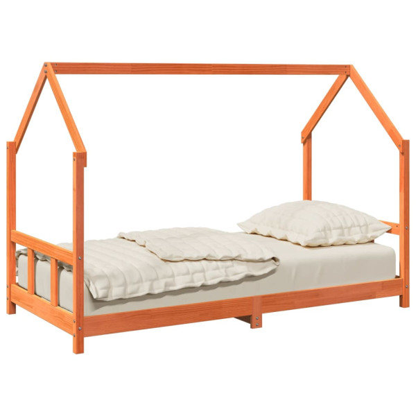 Estructura de cama infantil madera de pino marrón cera 90x190cm M 4