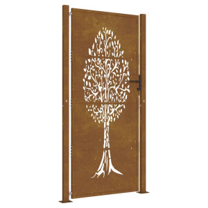 Portão de jardim 105x205 cm aço corten design árvore H