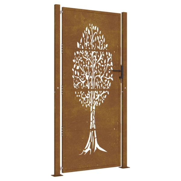 Puerta de jardín acero corten diseño árbol 105x205 cm M 2