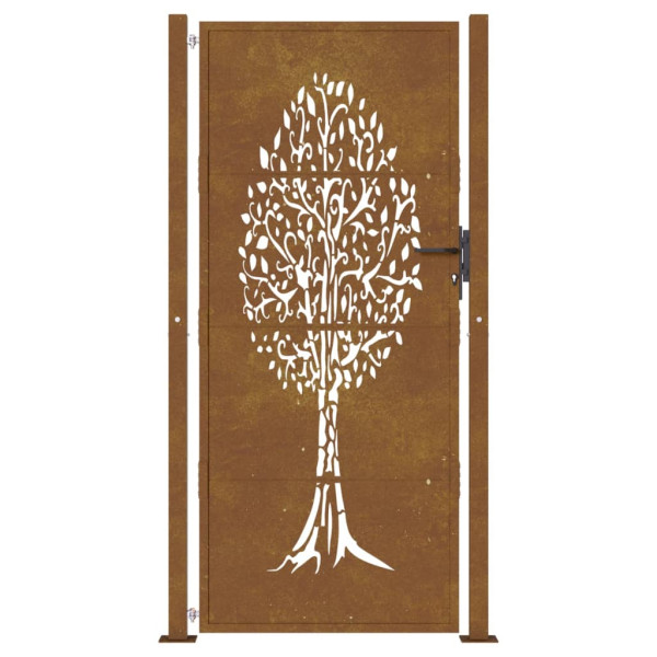 Puerta de jardín acero corten diseño árbol 105x205 cm M 4