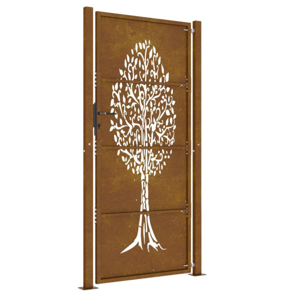 Puerta de jardín acero corten diseño árbol 105x205 cm M 5