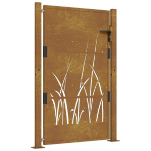 Puerta de jardín acero corten diseño hierba 105x130 cm H