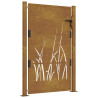 Puerta de jardín acero corten diseño hierba 105x130 cm 2