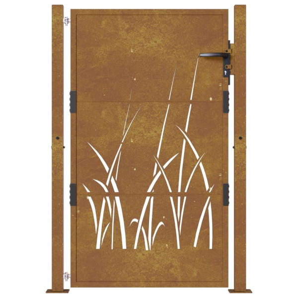 Portão de jardim 105x130 cm aço corten design erva M 4