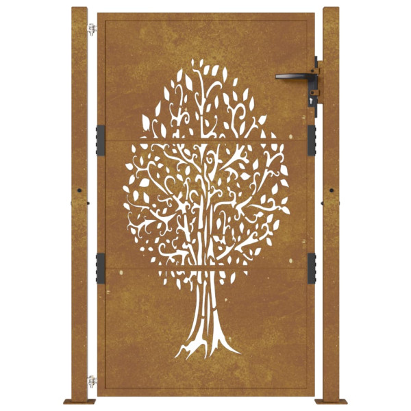 Puerta de jardín acero corten diseño árbol 105x130 cm M 4