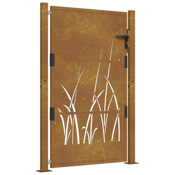 Puerta de jardín acero corten diseño hierba 105x155 cm M 2