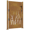 Puerta de jardín acero corten diseño hierba 105x155 cm 2