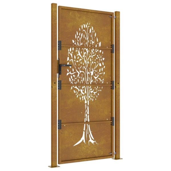 Puerta de jardín acero corten diseño árbol 105x180 cm M 5