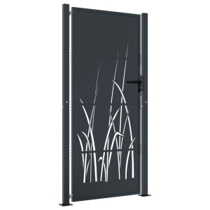 Puerta de jardín acero gris antracita diseño hierba 105x180 cm H