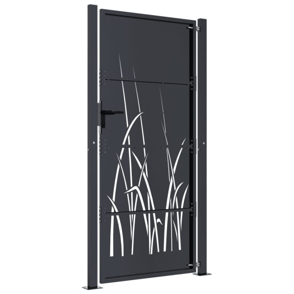 Puerta de jardín acero gris antracita diseño hierba 105x180 cm M 4