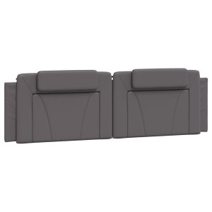 Cabecero de cama acolchado cuero sintético gris 180 cm H