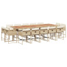 Set comedor de jardín con cojines 15 pzas ratán sintético beige 2